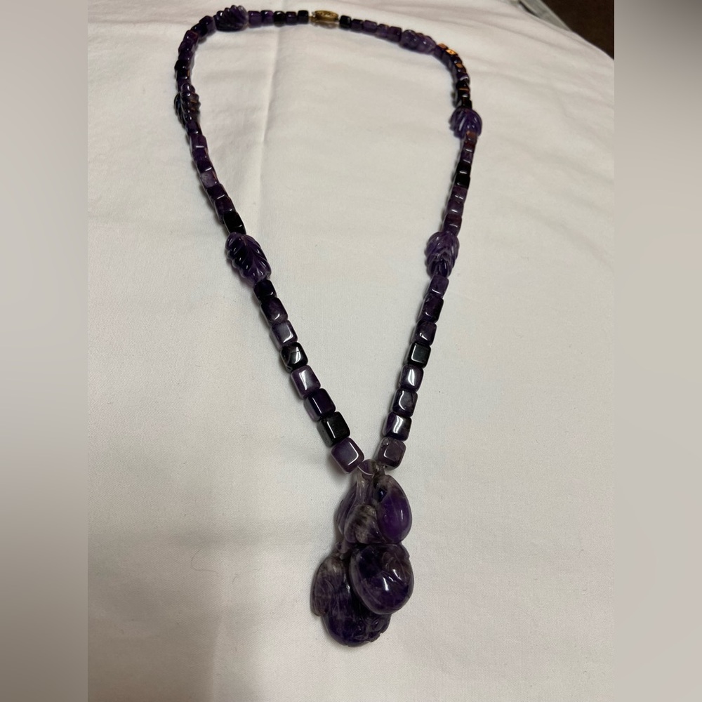 Purple amethyst, necklace with pendant